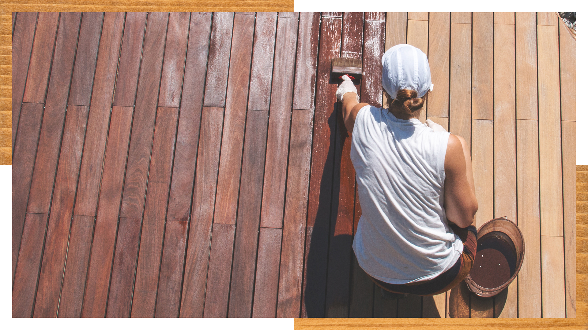 Aplicação de Lasur sobre o soalho de madeira